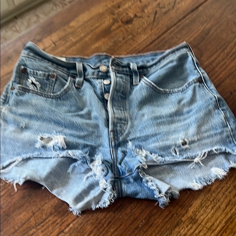 Levi's Light Blue Distressed Jean Shorts